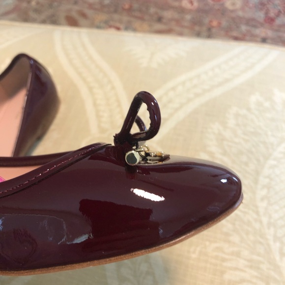 Kate Spade NY Willa Burgundy Red Chestnut Ballet flats Bow patent leather - Picture 4 of 9